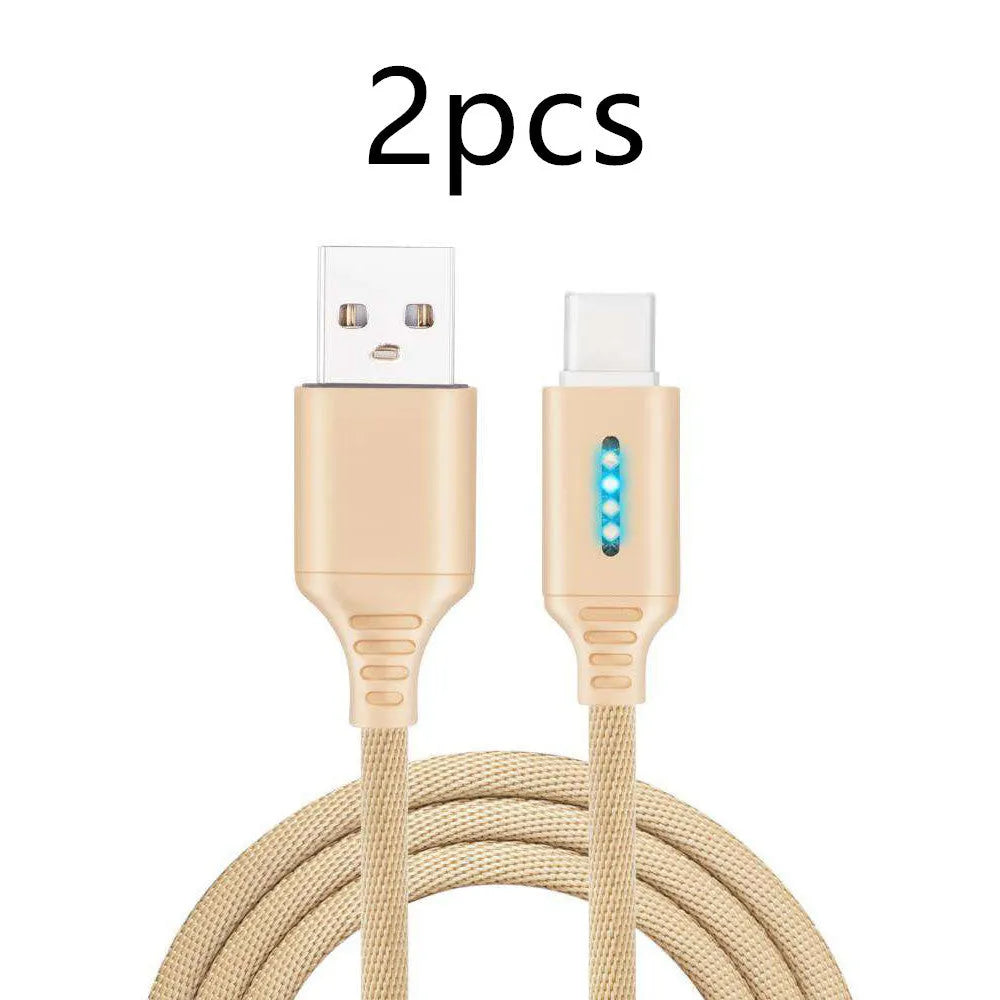 Black fabric weave USB fast charging cable with Android connector, 1 metre long.