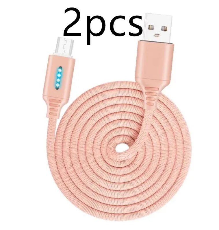 Black fabric weave USB fast charging cable with Android connector, 1 metre long.