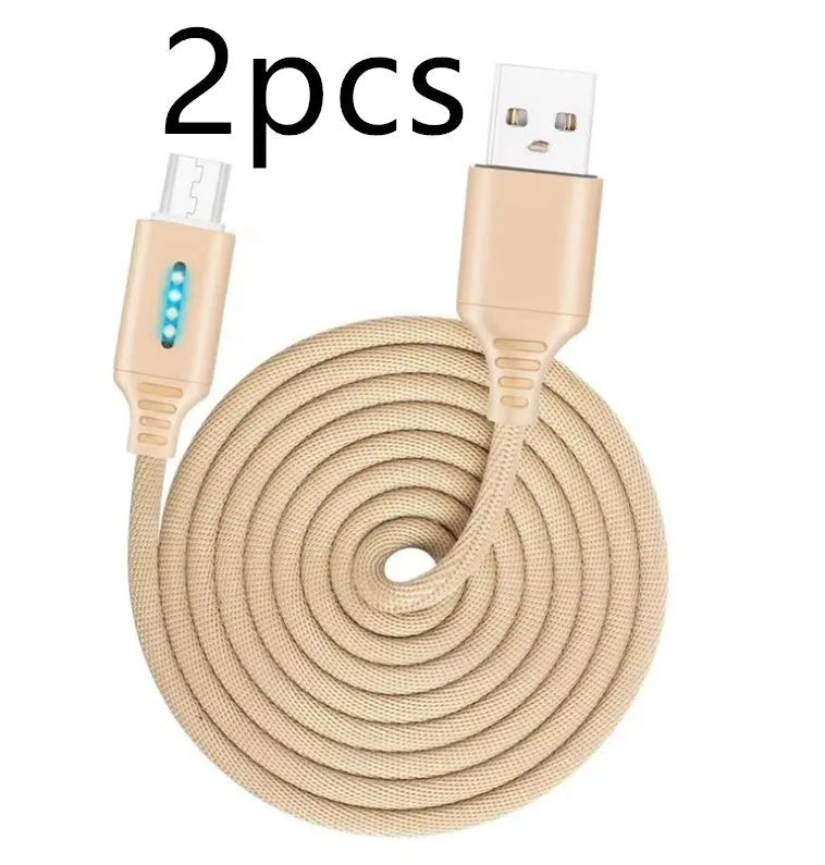 Black fabric weave USB fast charging cable with Android connector, 1 metre long.