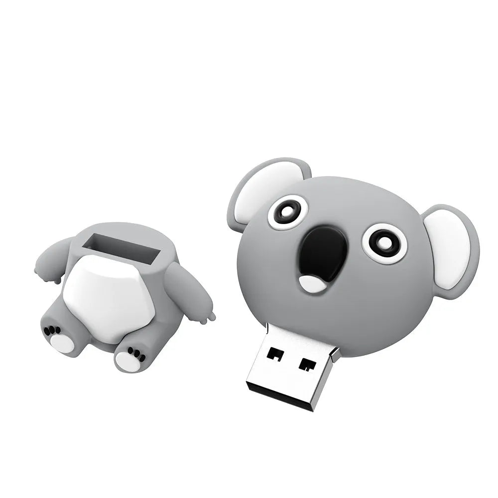 Cartoon silicone USB 2.0 flash drive shaped as a koala in brown with indicator light