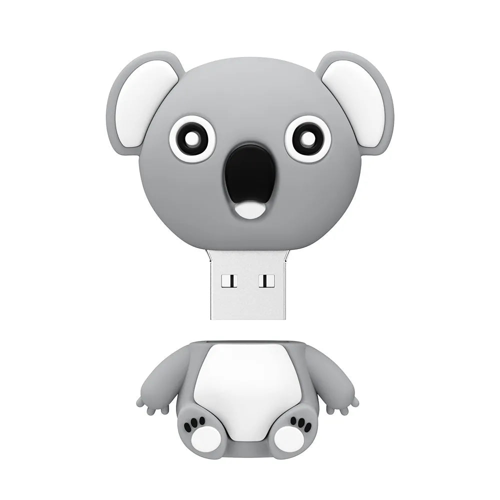 Cartoon silicone USB 2.0 flash drive shaped as a koala in brown with indicator light