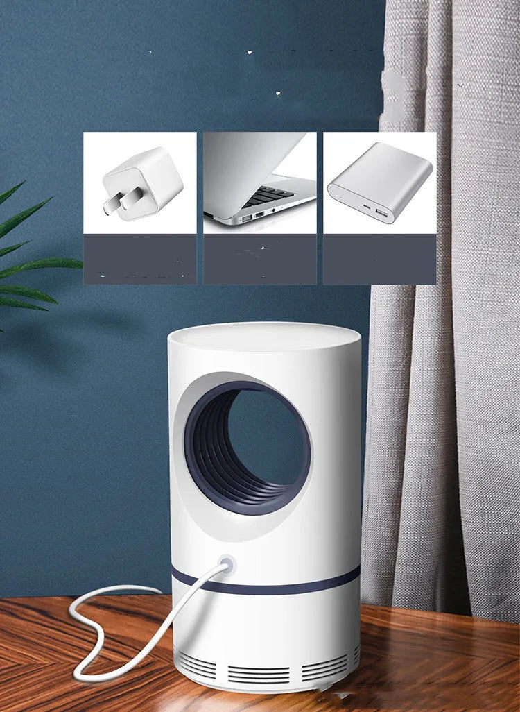 White large bionic mosquito killer lamp with violet light and USB power for indoor use