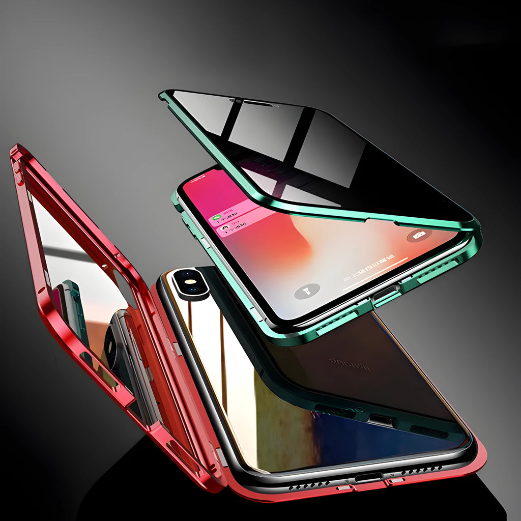 Anti-peep magnetic phone case for iPhone 11 Pro Max XR XS in blue, gold, green, red, silver