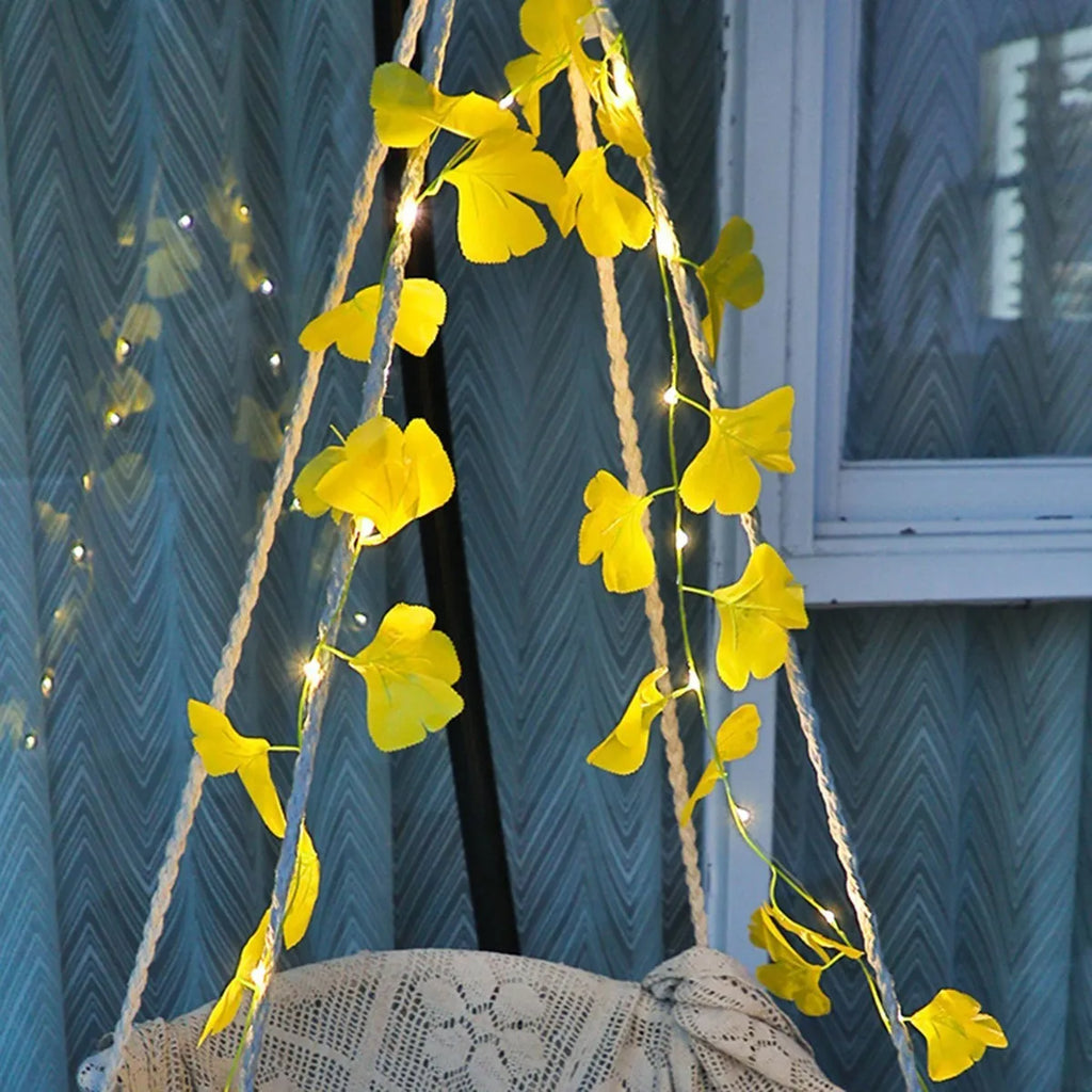 10m maple leaf rattan decorative light string with 100 warm white LED lamps and copper wire