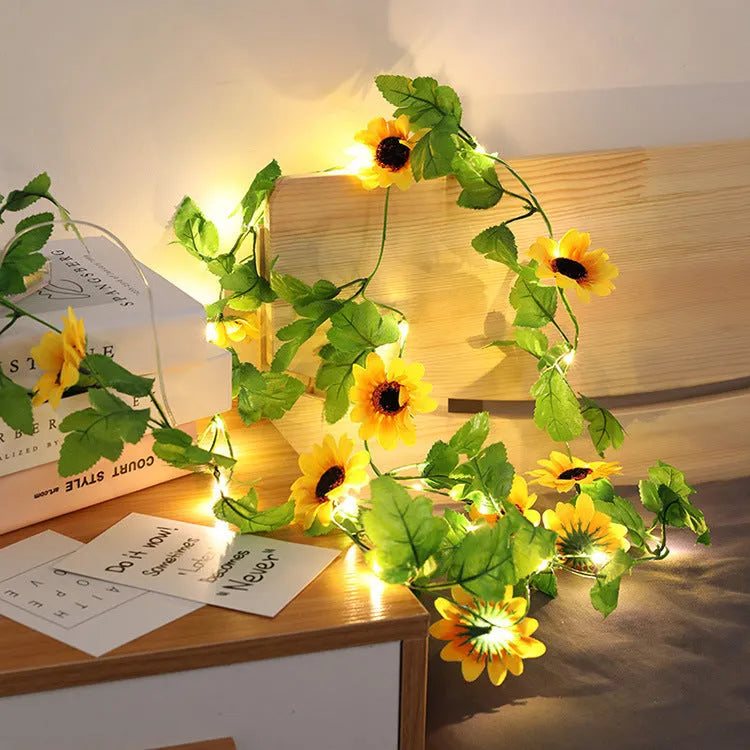 10m maple leaf rattan decorative light string with 100 warm white LED lamps and copper wire