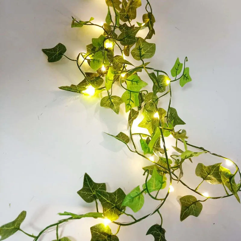 10m maple leaf rattan decorative light string with 100 warm white LED lamps and copper wire