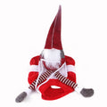 Red Santa-themed pet Christmas costume with horse riding design and Velcro fastening