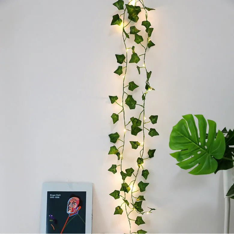 10m maple leaf rattan decorative light string with 100 warm white LED lamps and copper wire