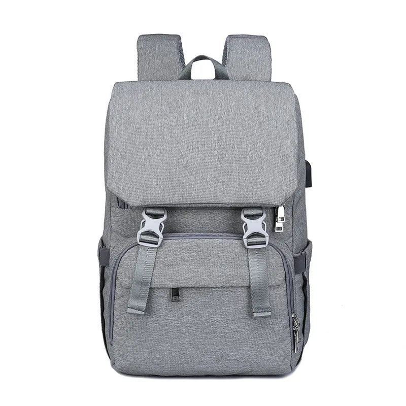New style double shoulder nylon mommy bag with USB port, large capacity, available in black