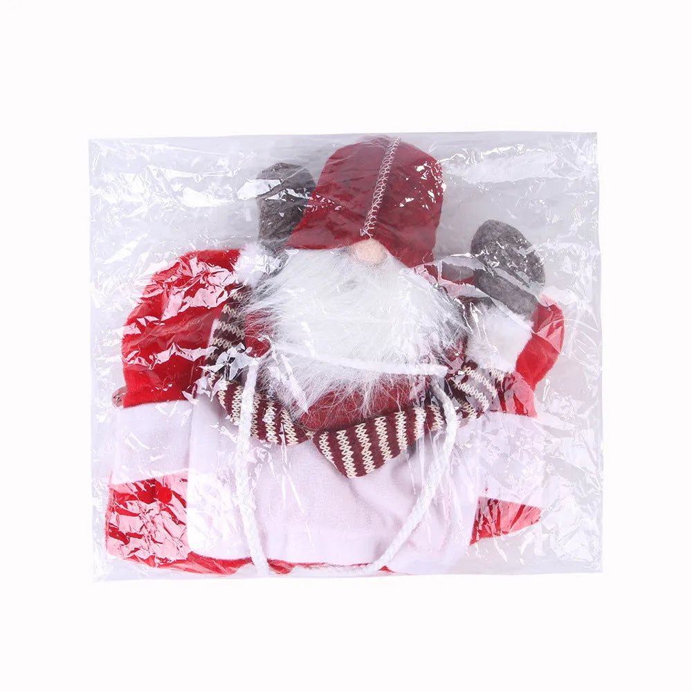Red Santa-themed pet Christmas costume with horse riding design and Velcro fastening