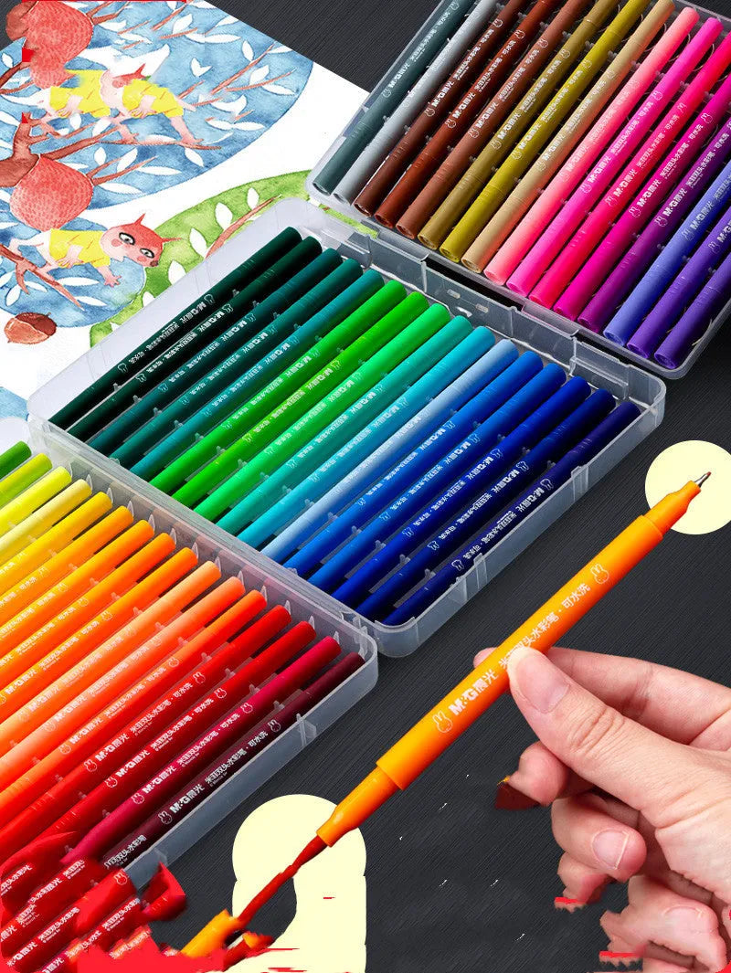Double-tip soft head watercolour pen set with drawing book and hook line pen in artistic package