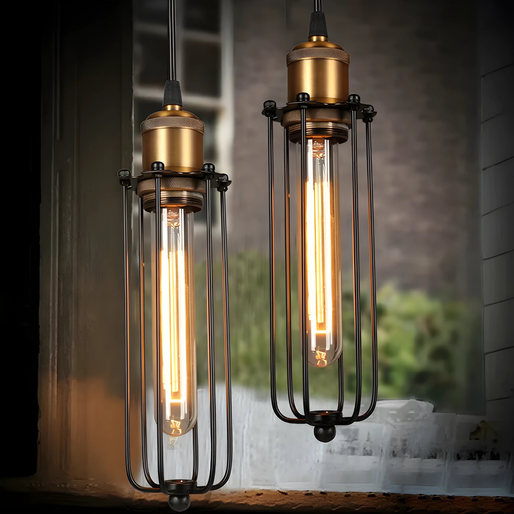 Brown iron Nordic retro industrial gladiator chandelier with fishing line design for ceiling mounting