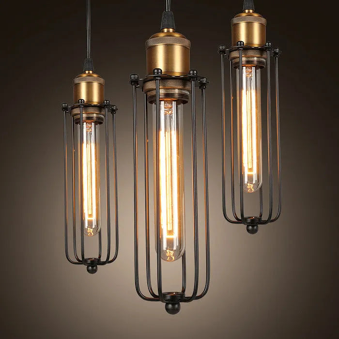 Brown iron Nordic retro industrial gladiator chandelier with fishing line design for ceiling mounting