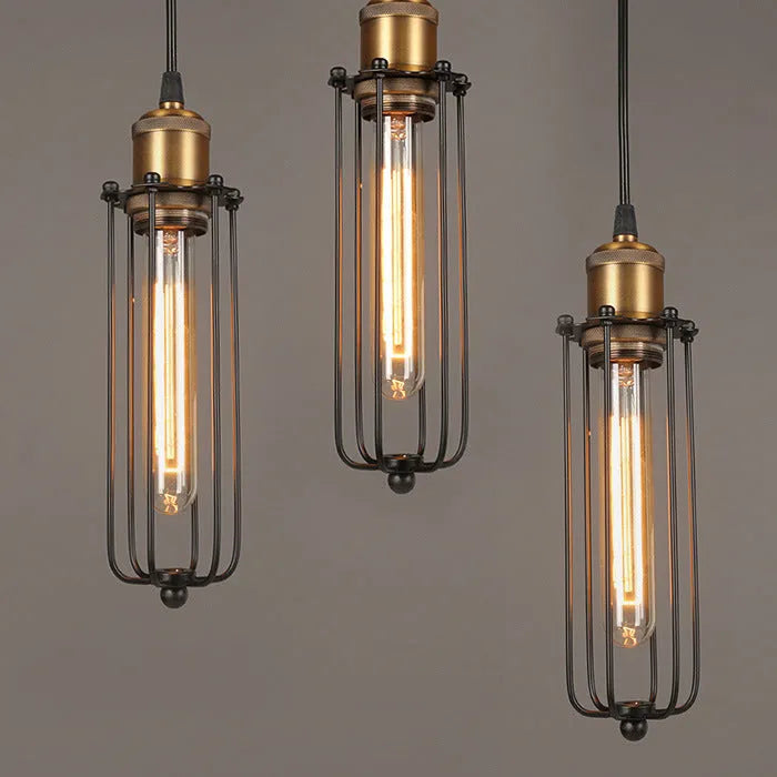Brown iron Nordic retro industrial gladiator chandelier with fishing line design for ceiling mounting