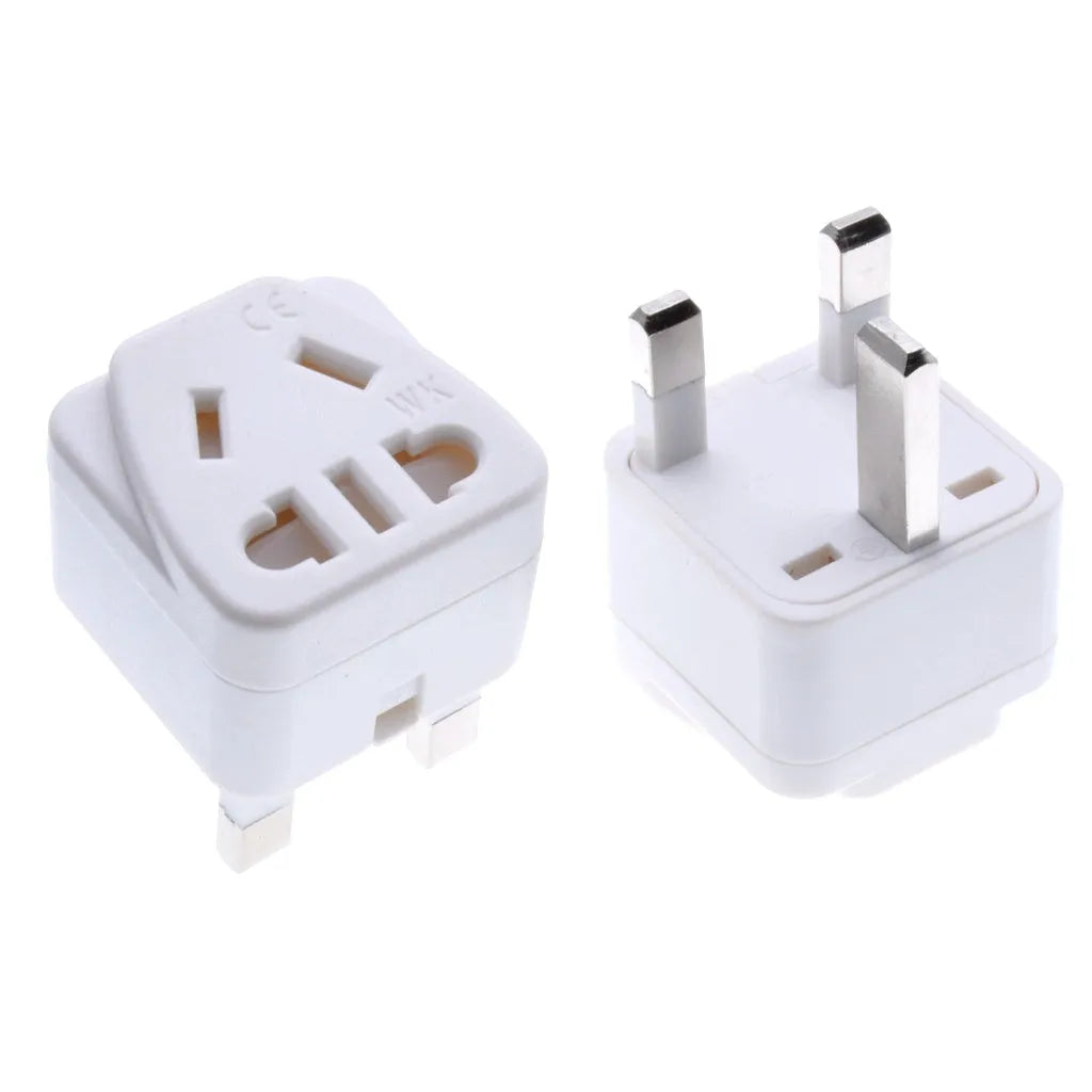 Square white and black UK three-pin to international power conversion adapter