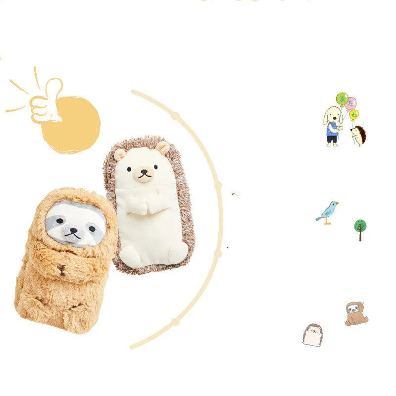 Soft velvet plush pencil case with a humorous design for male users.