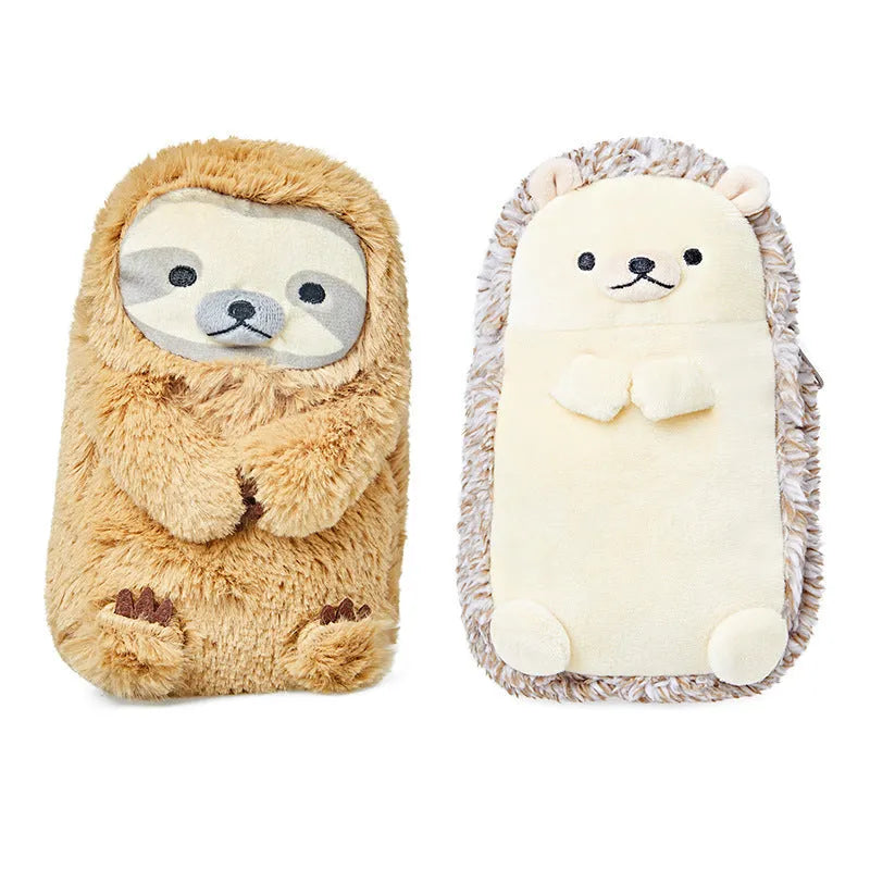Soft velvet plush pencil case with a humorous design for male users.