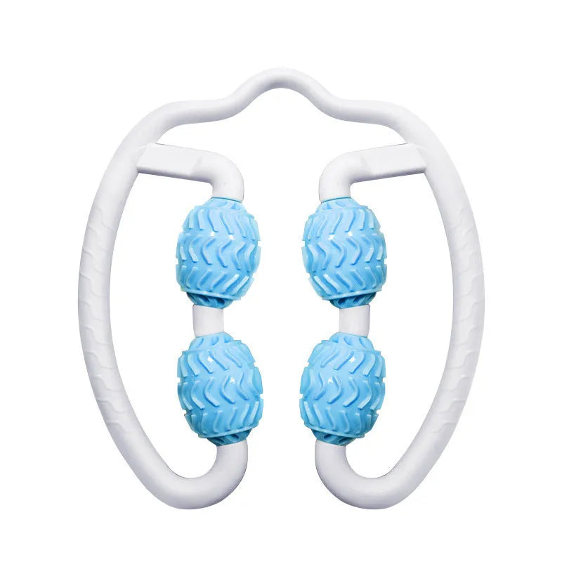 Purple and pink annular silicone leg massage roller fitness equipment.