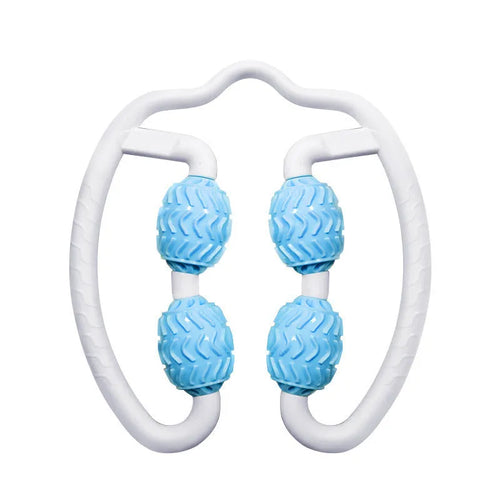 Purple and pink annular silicone leg massage roller fitness equipment.