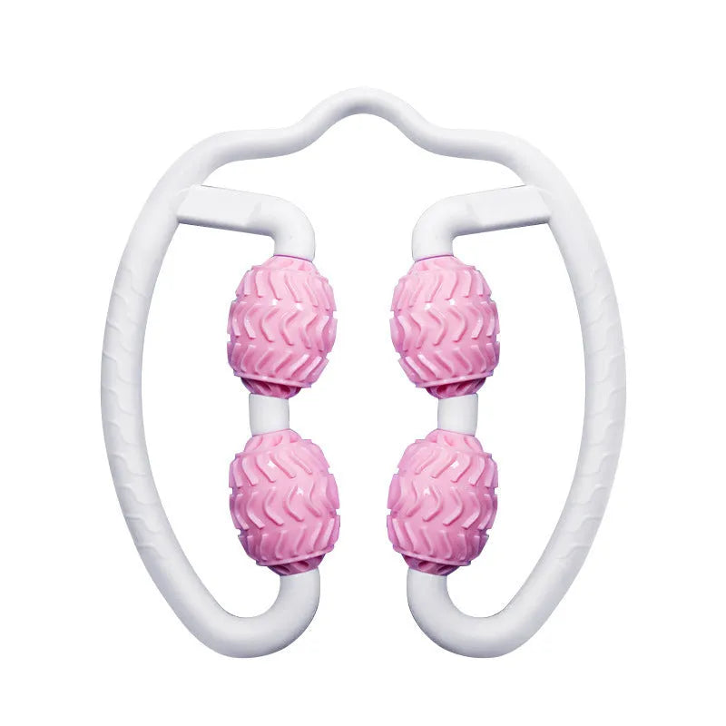 Purple and pink annular silicone leg massage roller fitness equipment.