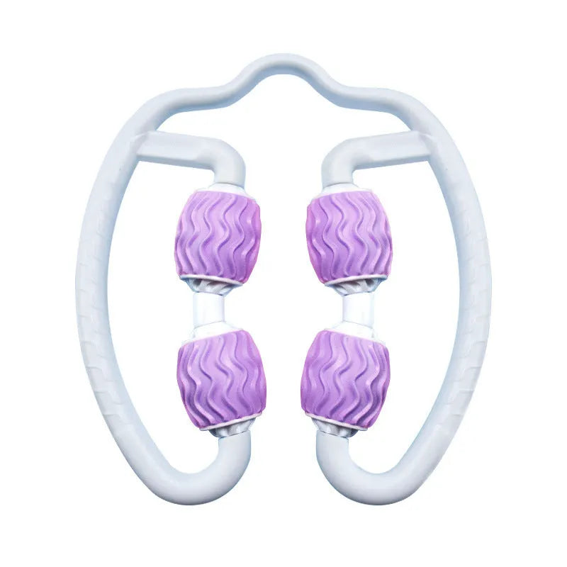 Purple and pink annular silicone leg massage roller fitness equipment.