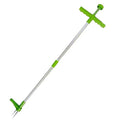 Manual aluminium handle garden weeder tool with ABS PP head on soil.