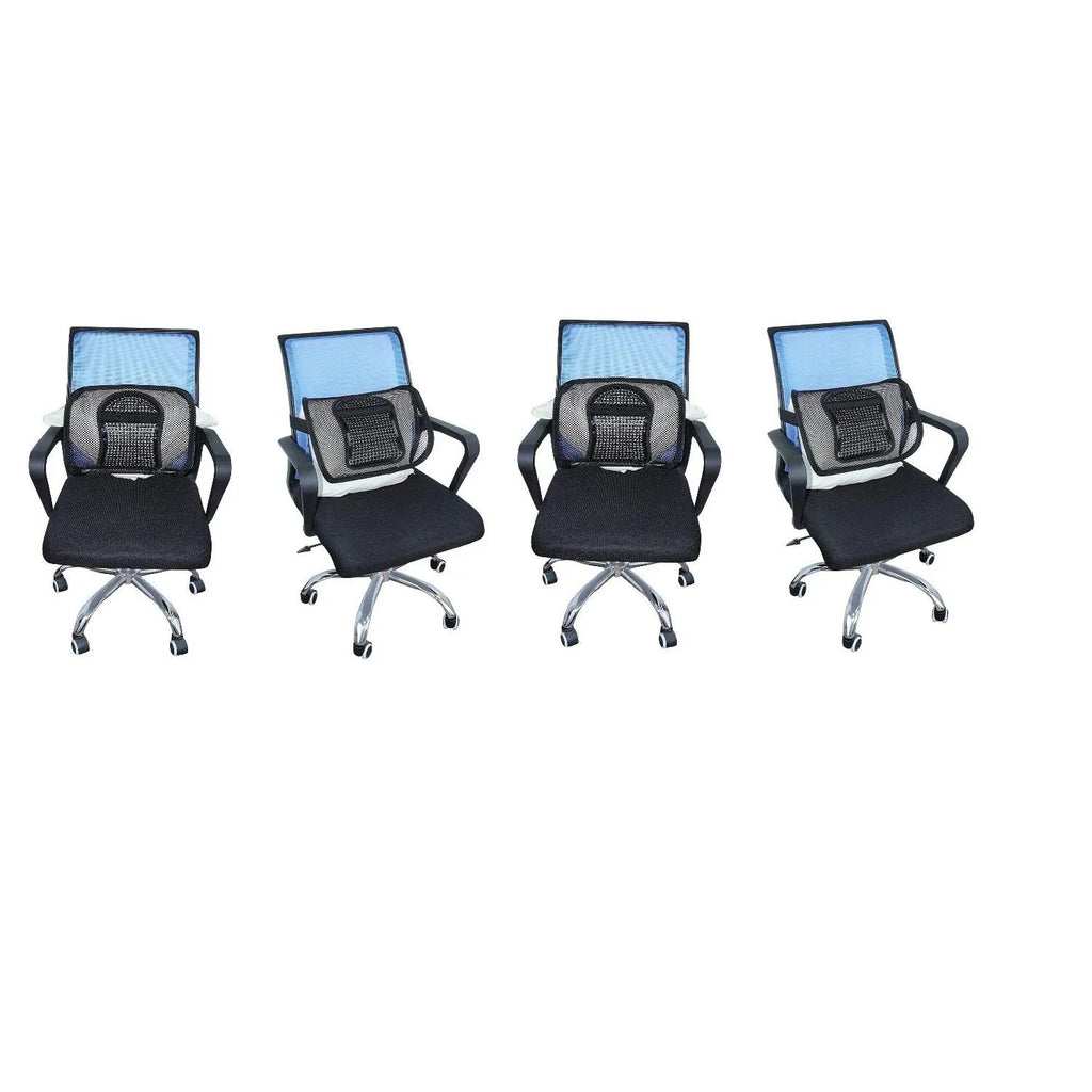 Reinforced black lumbar support cushion with ice silk cover for car or office use