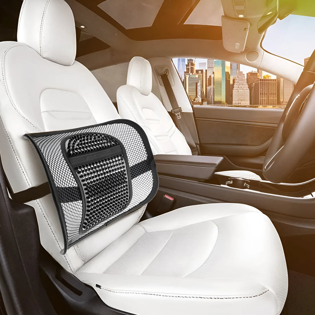 Reinforced black lumbar support cushion with ice silk cover for car or office use