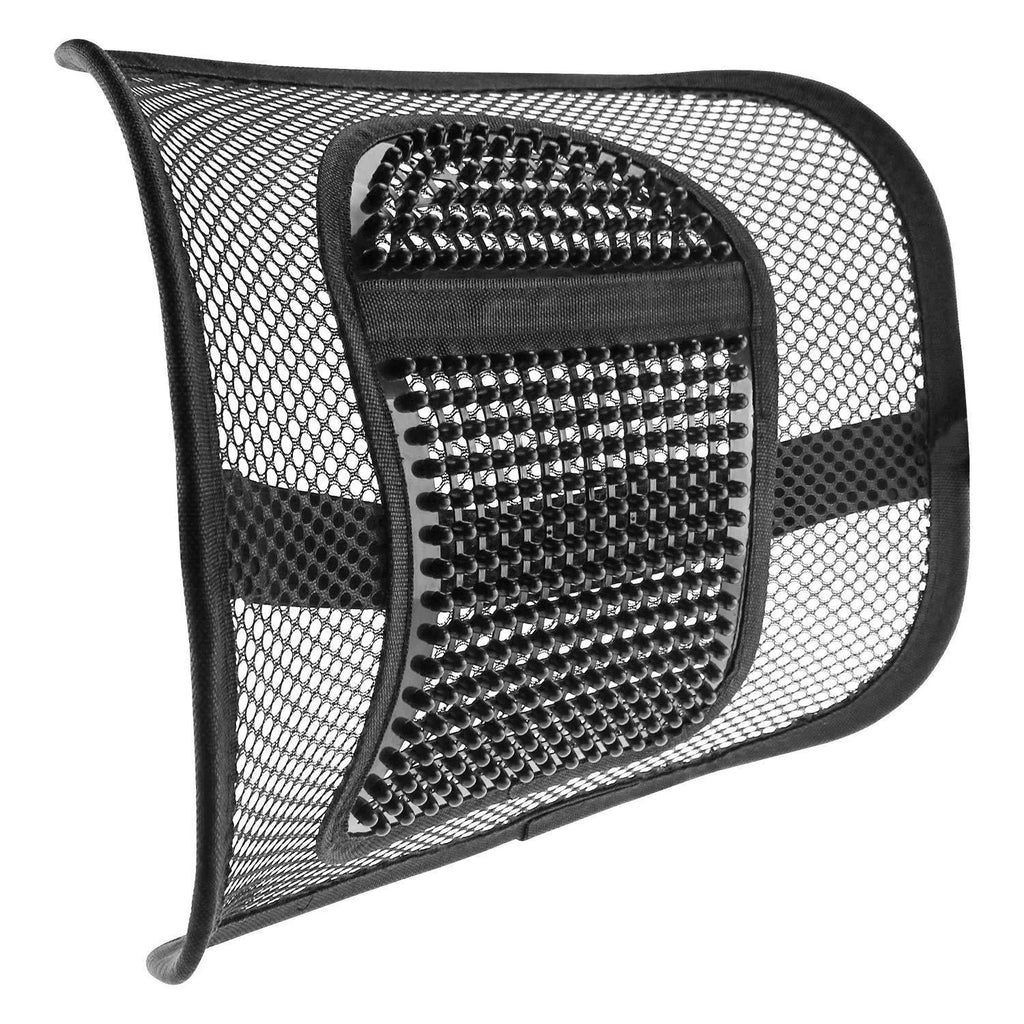 Reinforced black lumbar support cushion with ice silk cover for car or office use