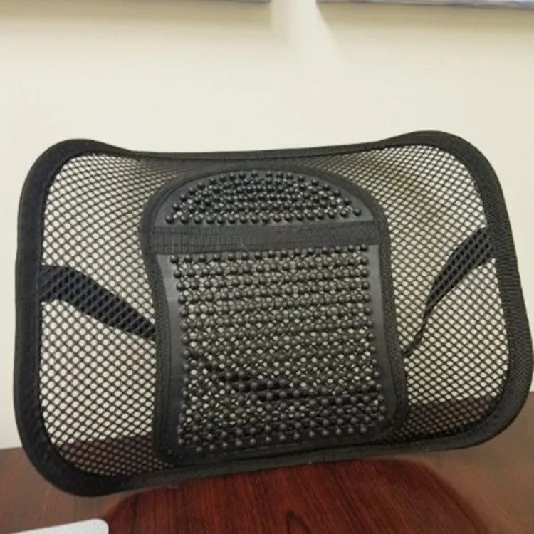 Reinforced black lumbar support cushion with ice silk cover for car or office use