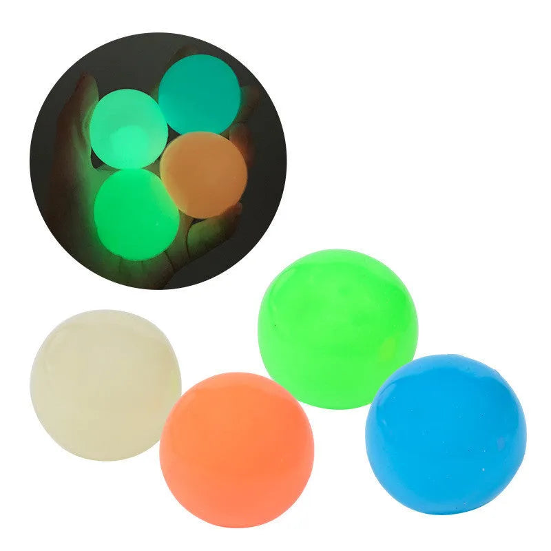 Solid colour luminous ceiling ball toy 4.5cm TPR glow in dark sticky wall ball children