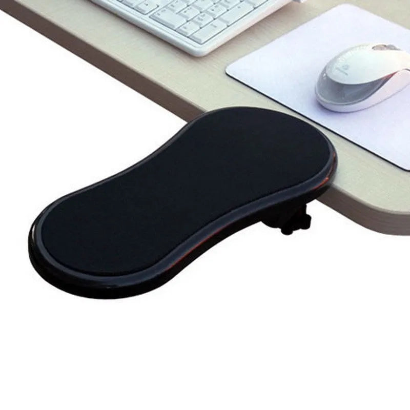 Black rotatable hand bracket mouse wrist pad showing 180-degree adjustment capability