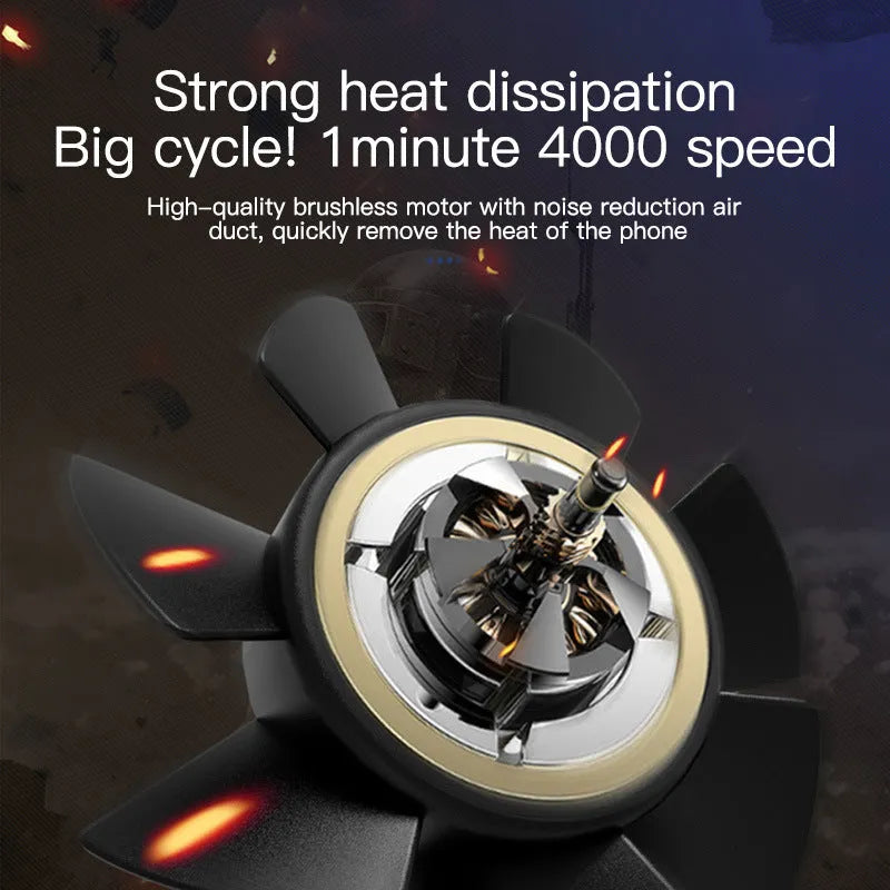 Black mobile phone cooling fan with suction cup attachment and USB cable
