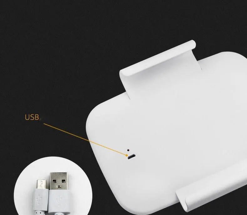 White illuminated car vanity mirror with 21 LEDs USB touch switch attached to sun visor