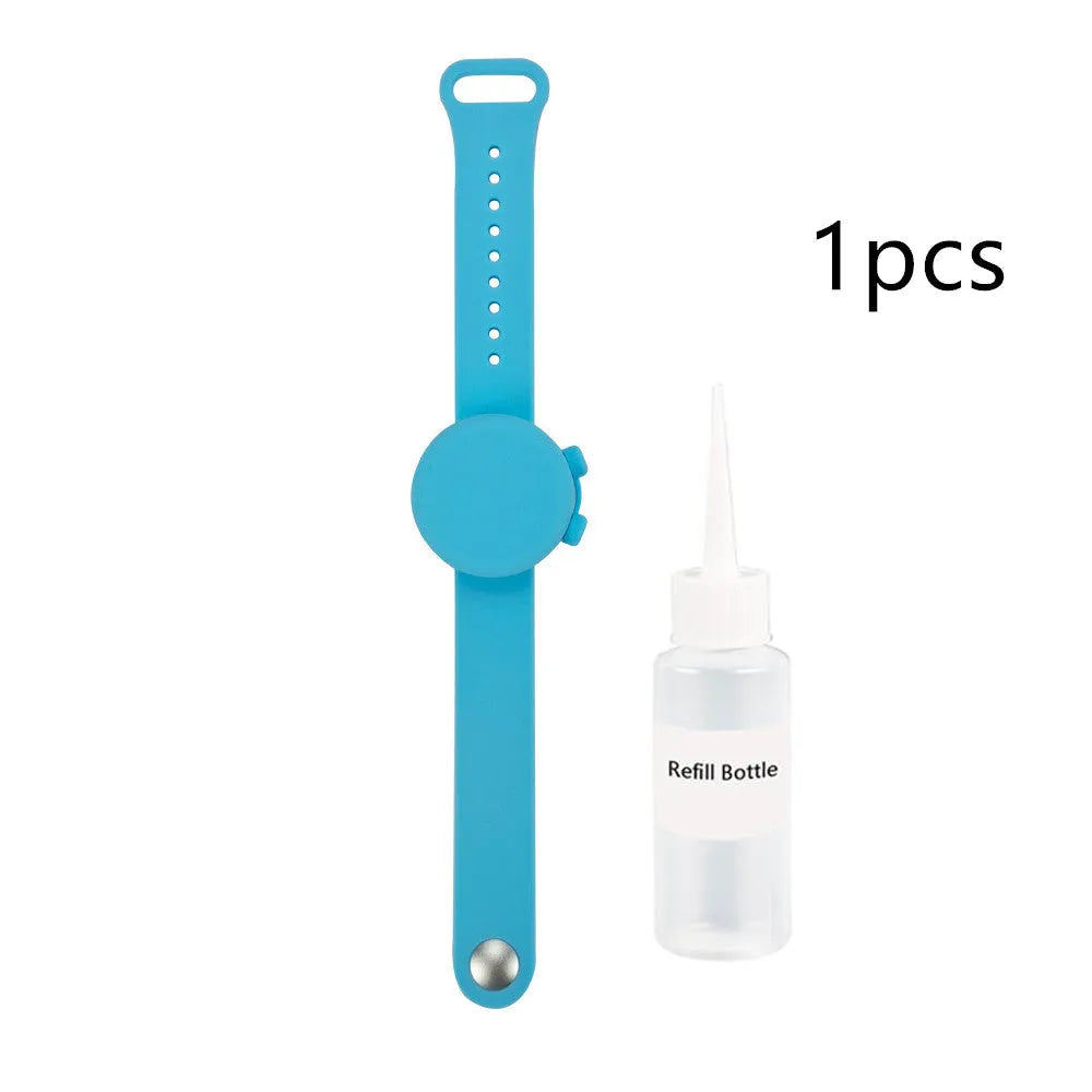 Unisex silicone disinfectant bracelet in multiple colours on a neutral background