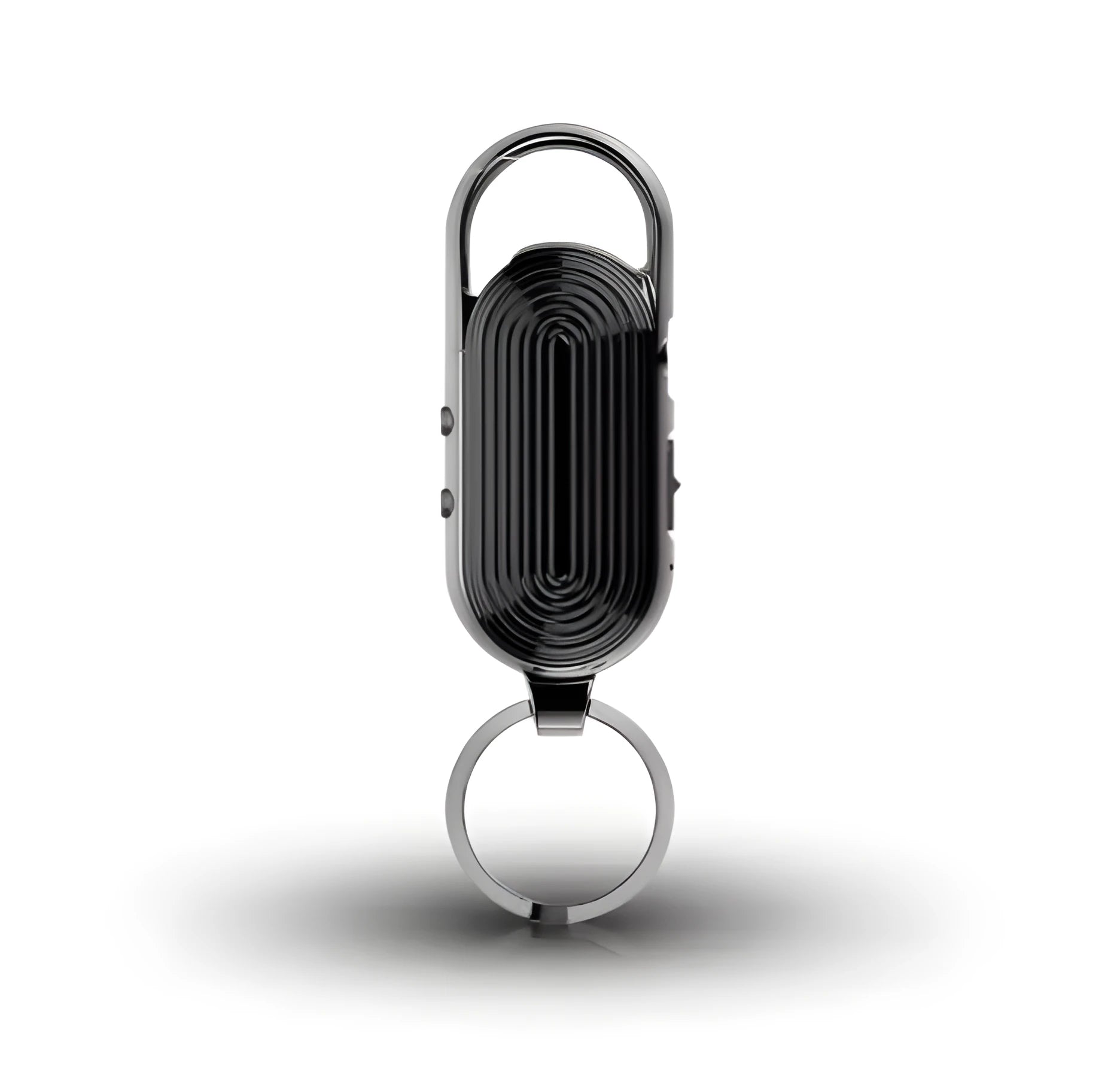 Black portable digital voice recorder with zinc alloy casing for intelligent voice control and encrypted audio recording.