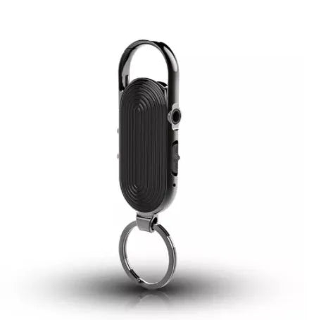 Black portable digital voice recorder with zinc alloy casing for intelligent voice control and encrypted audio recording.