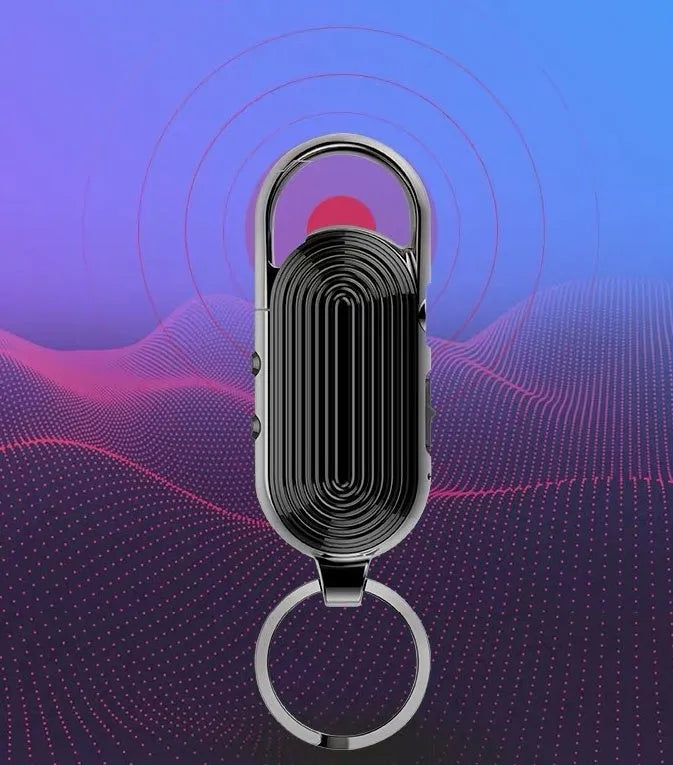 Black portable digital voice recorder with zinc alloy casing for intelligent voice control and encrypted audio recording.