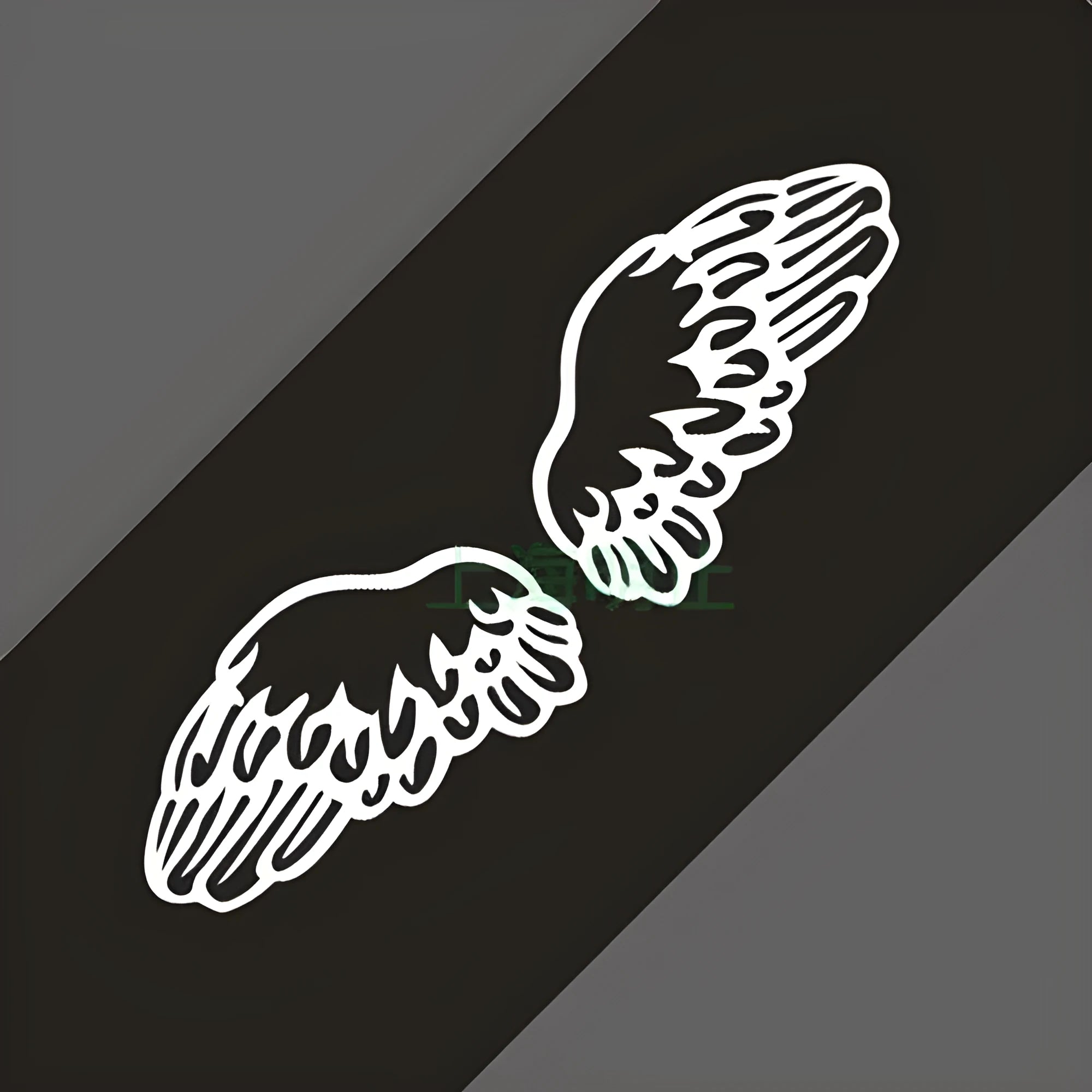 Black reflective angel wing car sticker on rear bumper, 30cm x 8cm size