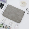 14 inch PU leather flat liner laptop bag in black with zipper closure and soft handle