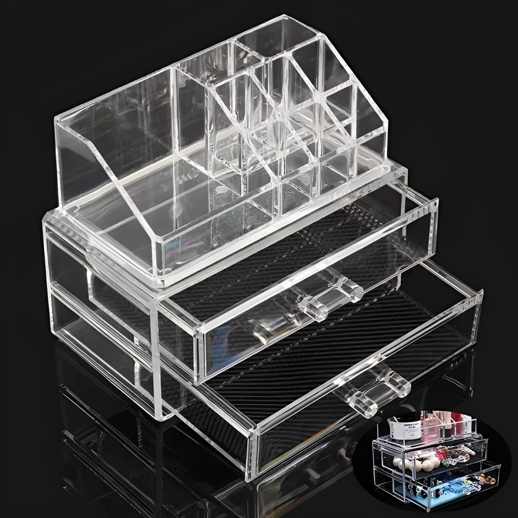 Clear foldable acrylic storage box with transparent sides showing 18-litre capacity.