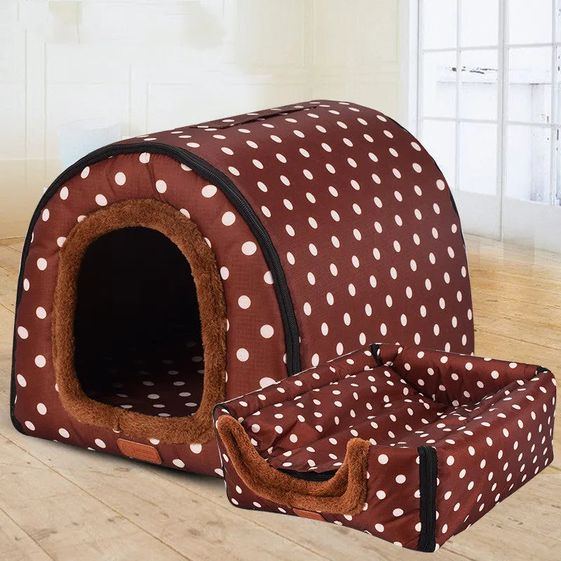 Blue fabric cylinder dog kennel with removable cover, suitable for dogs up to 100 kg