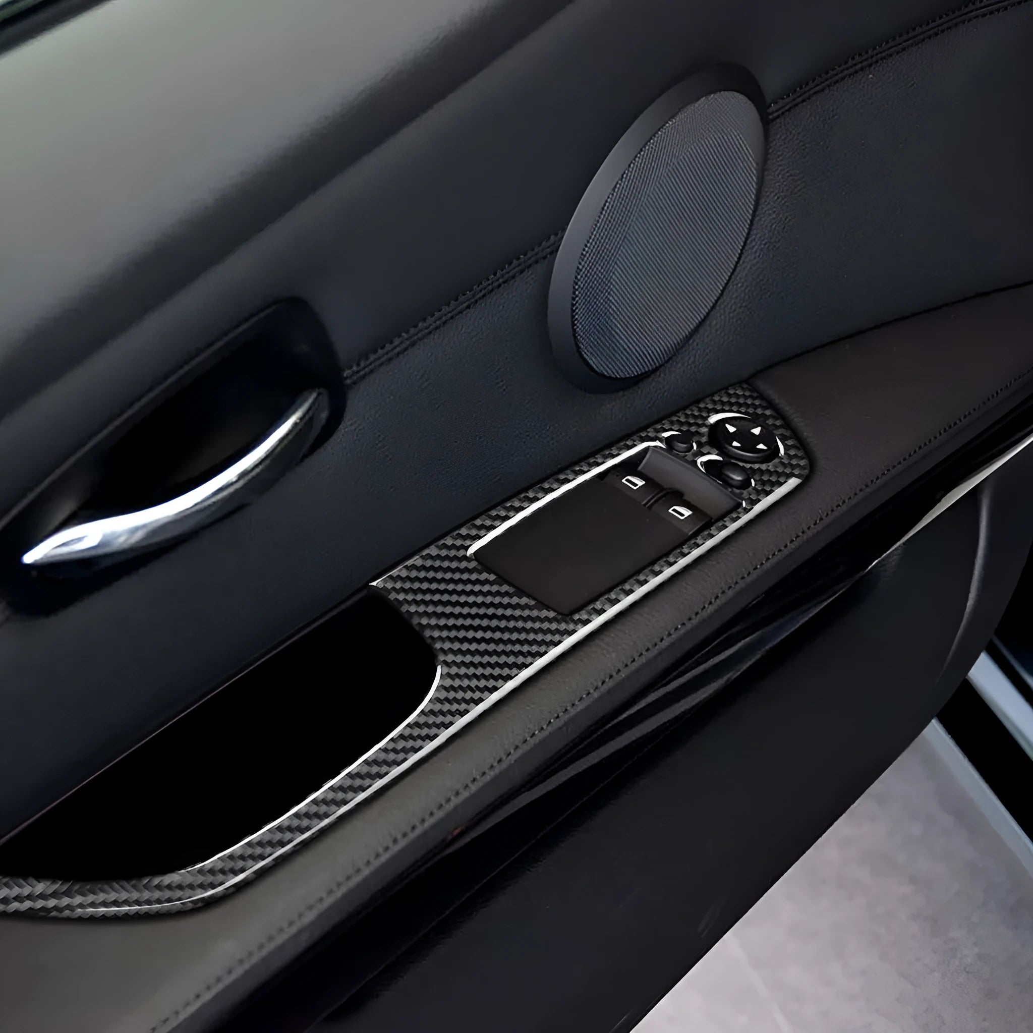 Carbon fibre decorative sticker cover for BMW convertible coupe window glass panel, solid colour, self-adhesive