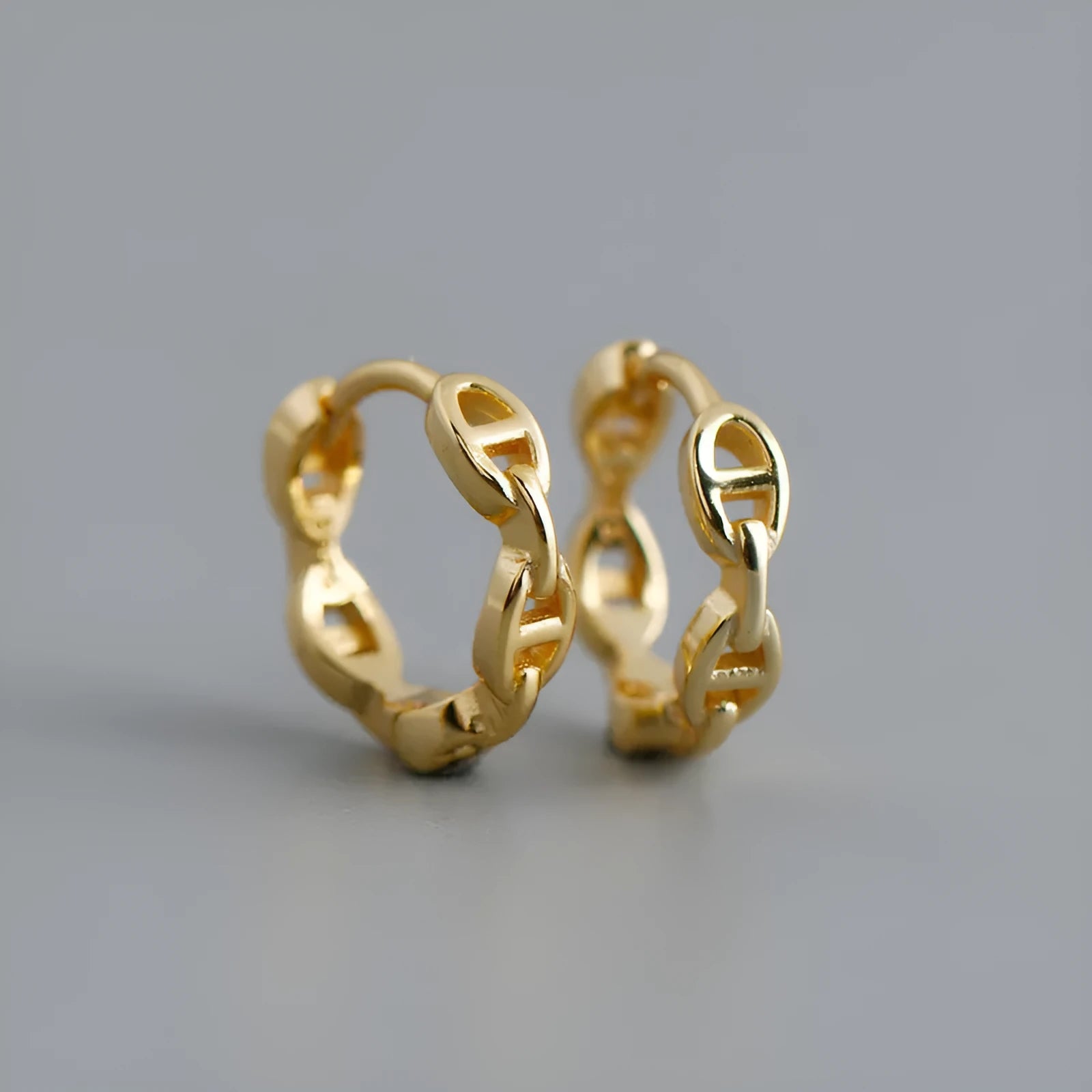 Light luxury S925 sterling silver circle shape chain earrings in gold and white gold