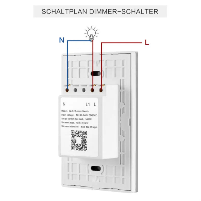 Black or white 120-type smart dimmer switch with touch glass panel for wifi and Alexa control