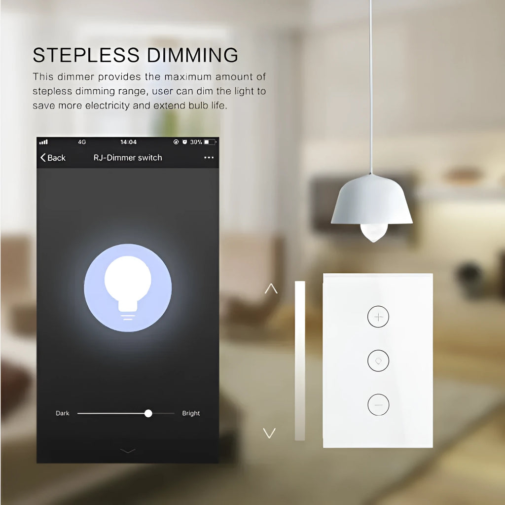 Black or white 120-type smart dimmer switch with touch glass panel for wifi and Alexa control