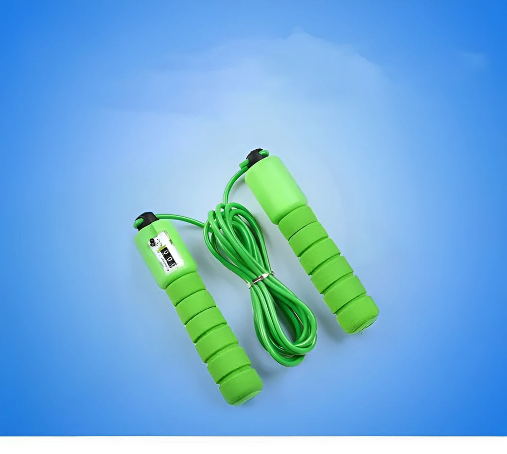 Adult synchronized sports skipping rope with counting mechanism and sponge handles