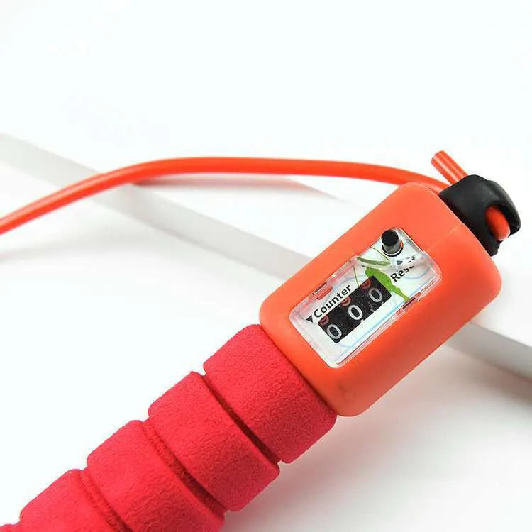 Adult synchronized sports skipping rope with counting mechanism and sponge handles