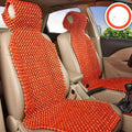 Square 45x45cm wooden bead cushion in beige for car seat use with bead construction