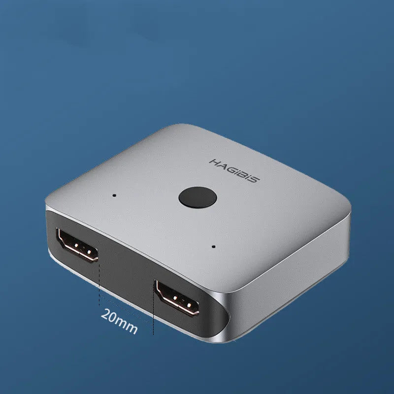 Grey HDMI 1.2 splitter switcher device with one input and two output ports for 4K video sharing